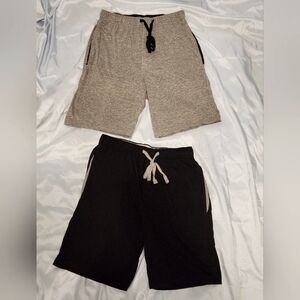 Hanes Cotton Knit Shorts - 2 pack Grey & Black - Men's Small